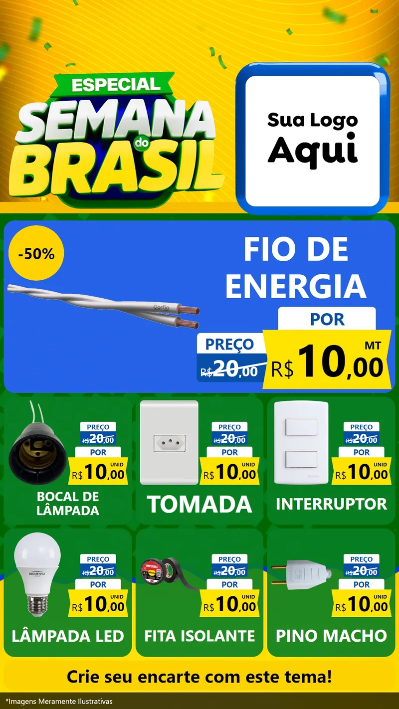 Modelo de Rede Social para Stories com o tema Especial Semana do Brasil para Materiais Elétricos