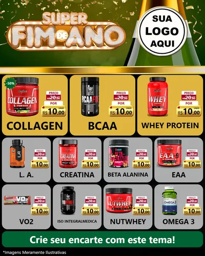 Modelo de Rede Social para Feed Instagram com o tema Super Fim de Ano para Suplementos alimentares