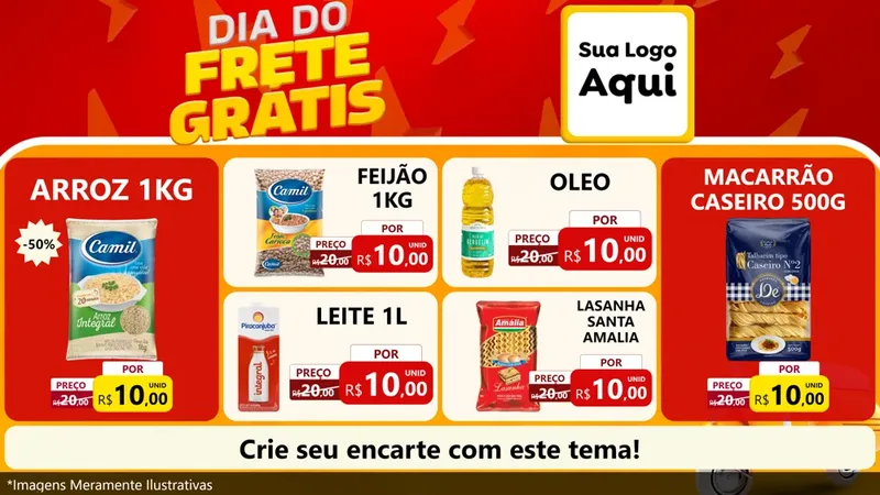 Modelo de TV para TV Horizontal com o tema Dia do Frete Grátis para Supermercado