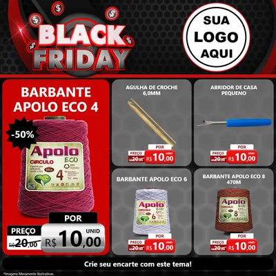 Modelo de Rede Social para Feed Facebook com o tema Black Friday para Armarinho e Aviamentos