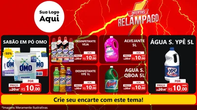 Modelo de TV para TV Horizontal com o tema Ofertas Relâmpago para Produtos de Limpeza