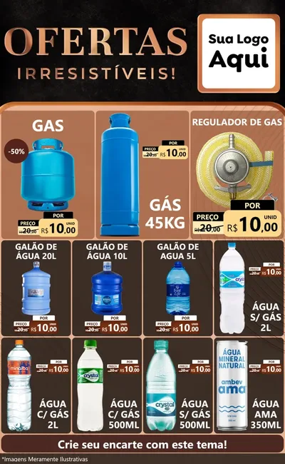 Modelo de Encarte para Encarte Grande com o tema Ofertas Irresistíveis! para Água e gás