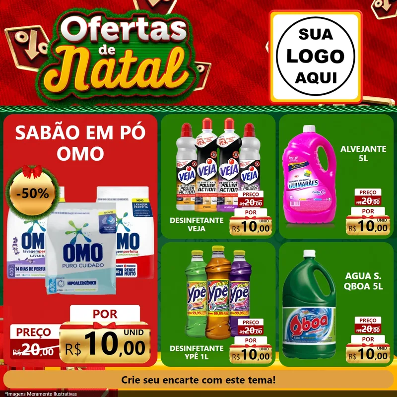 Modelo de Rede Social para Feed Facebook com o tema Ofertas de Natal para Produtos de Limpeza