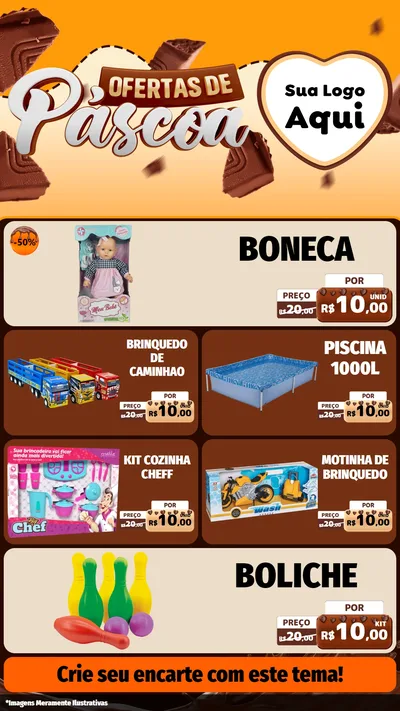 Modelo de TV para TV Vertical com o tema Ofertas de Páscoa para Brinquedos