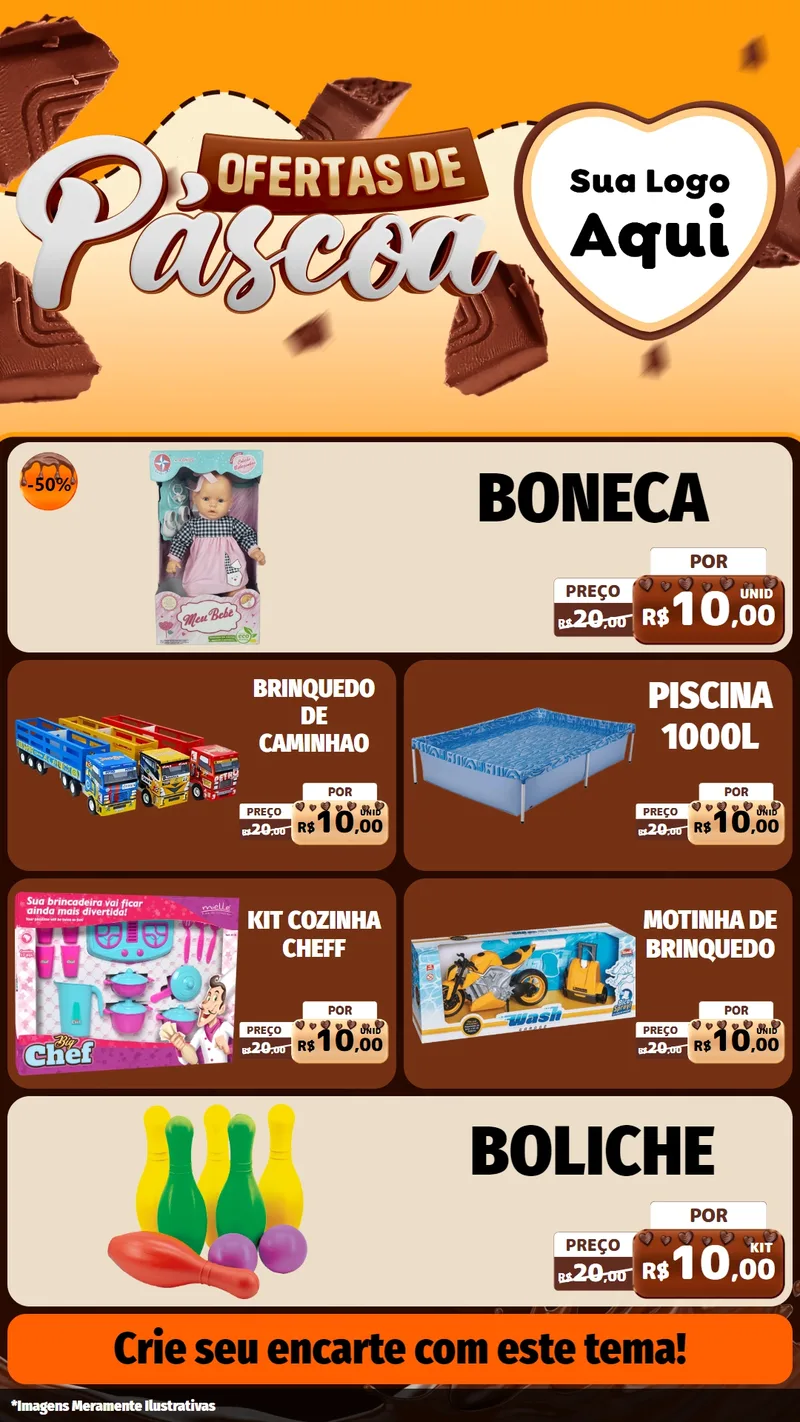 Modelo de TV para TV Vertical com o tema Ofertas de Páscoa para Brinquedos