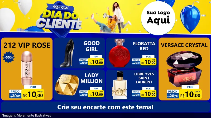 Modelo de TV para TV Horizontal com o tema Especial Dia do Cliente para Perfumes