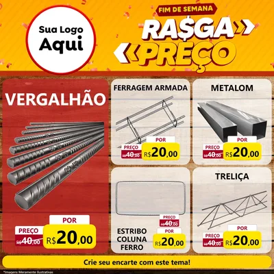Modelo de Rede Social para Feed Facebook com o tema Fim de Semana Rasga Preços para Ferragens