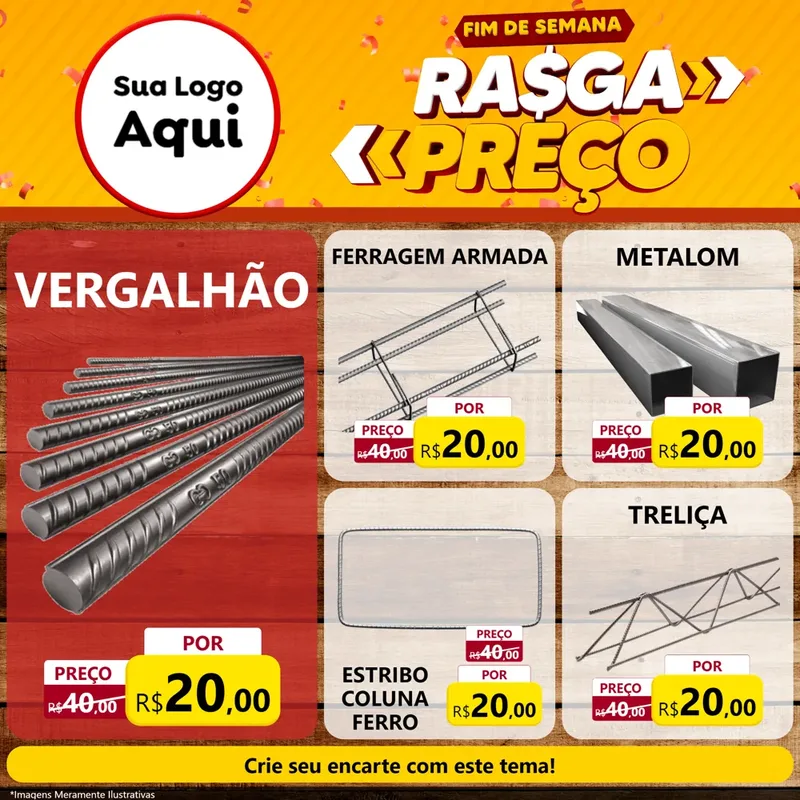 Modelo de Rede Social para Feed Facebook com o tema Fim de Semana Rasga Preços para Ferragens
