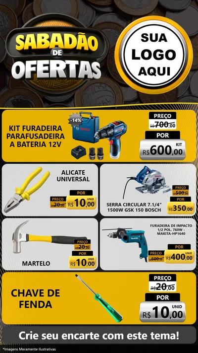 Modelo de TV para TV Vertical com o tema Sabadão de Ofertas para Maquinas e Ferramentas