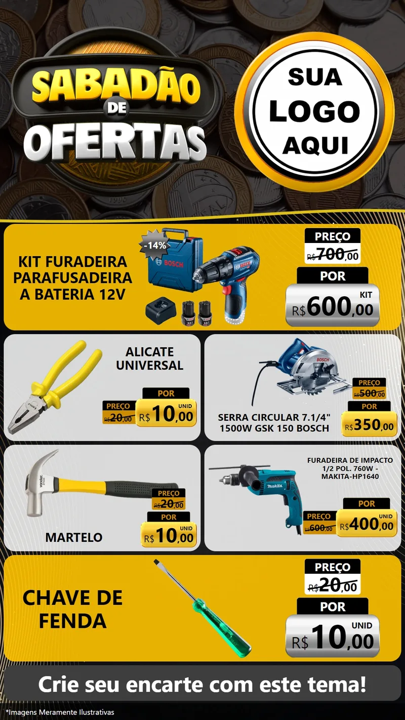 Modelo de TV para TV Vertical com o tema Sabadão de Ofertas para Maquinas e Ferramentas