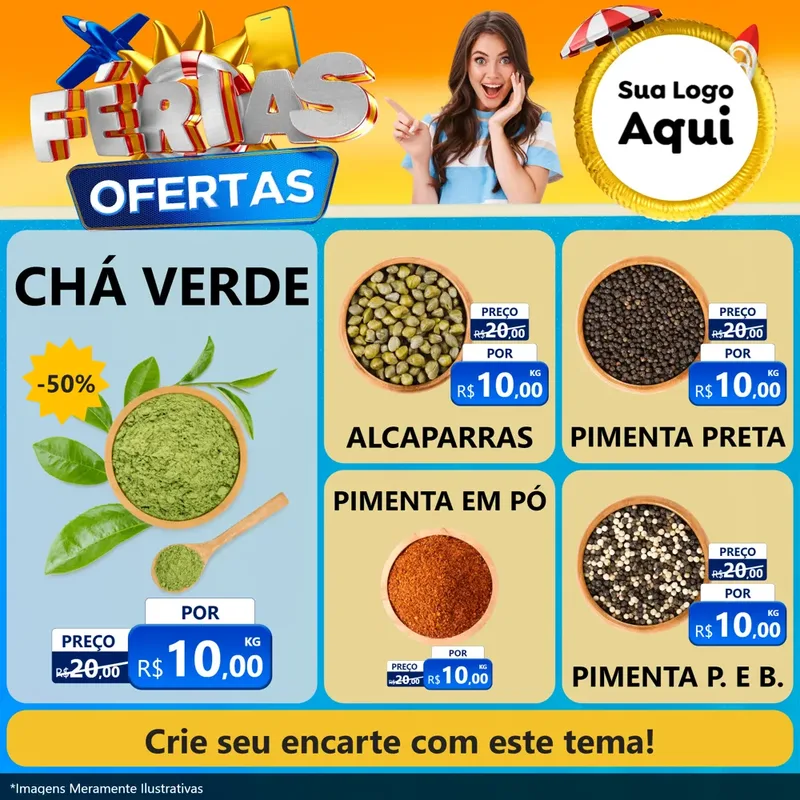 Modelo de Rede Social para Feed Facebook com o tema Ofertas - Férias para Produtos Naturais