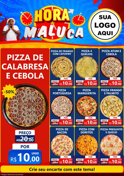 Modelo de Encarte para Encarte A4 Vertical com o tema Hora Maluca para Pizzaria