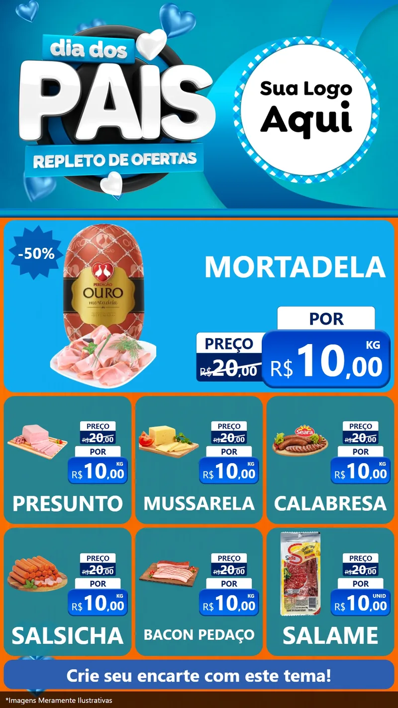 Modelo de Rede Social para Stories com o tema Dia Dos Pais Repleto de Ofertas para Frios e Laticínios