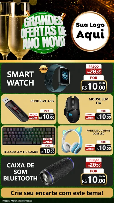 Modelo de TV para TV Vertical com o tema Grandes Ofertas de Ano Novo para Informática