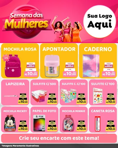 Modelo de Rede Social para Feed Instagram com o tema Semana das Mulheres para Papelaria