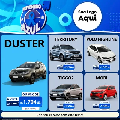 Modelo de Rede Social para Feed Facebook com o tema Novembro Azul para Concessionaria de Carros