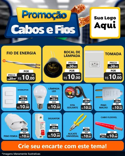 Modelo de Rede Social para Feed Instagram com o tema Promoção Cabos e Fios - Construção / Elétrica para Materiais Elétricos