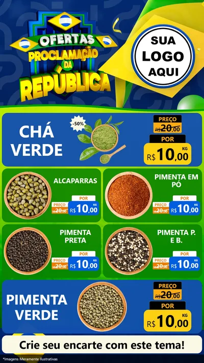 Modelo de TV para TV Vertical com o tema Ofertas Proclamação da República para Produtos Naturais