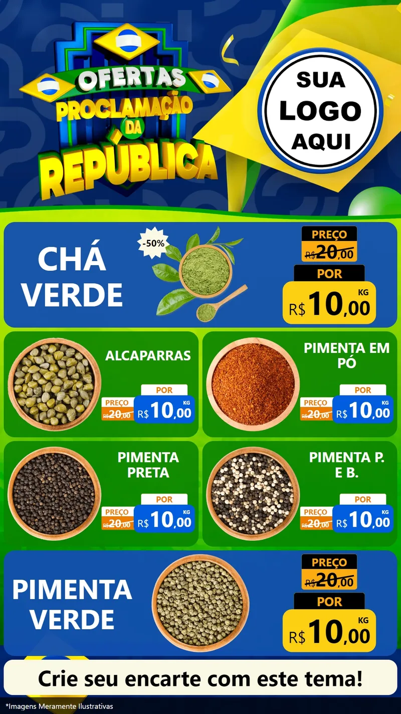 Modelo de TV para TV Vertical com o tema Ofertas Proclamação da República para Produtos Naturais