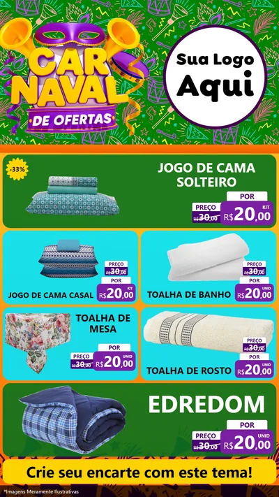 Modelo de TV para TV Vertical com o tema Carnaval de Ofertas para Cama, Mesa e Banho