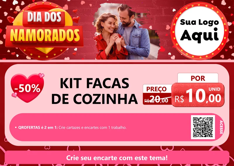 Modelo de Cartaz para Cartaz A4 Horizontal com o tema Dia Dos Namorados para Utilidades Domésticas
