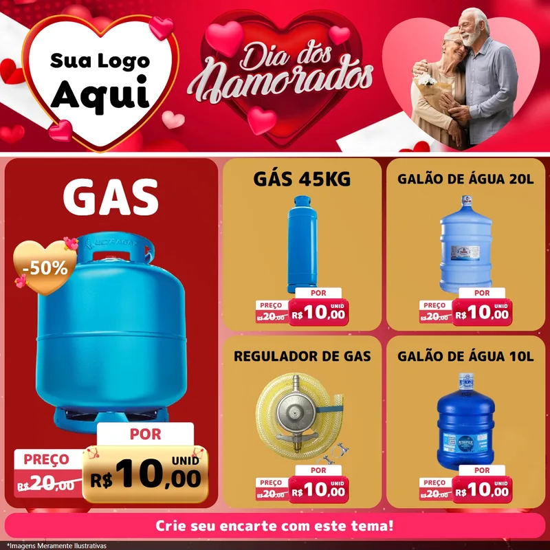 Modelo de Rede Social para Feed Facebook com o tema Dia Dos Namorados para Água e gás