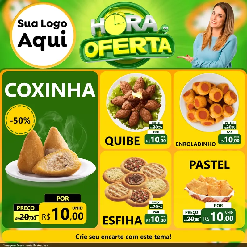 Modelo de Rede Social para Feed Facebook com o tema Hora da Oferta para Salgadaria