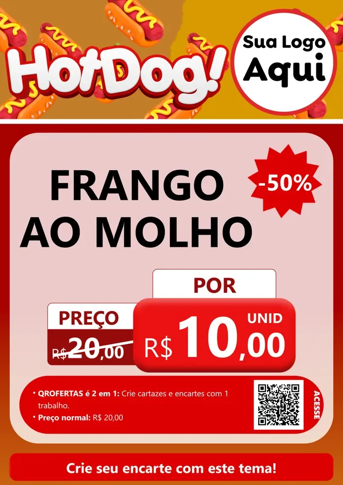 Modelo de Cartaz para Cartaz A4 Vertical com o tema Hot Dog para Restaurante