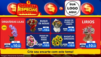 Modelo de TV para TV Horizontal com o tema Ofertas Especiais de Outubro para Floricultura e jardim