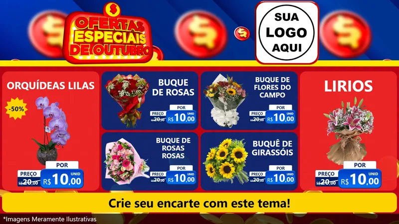 Modelo de TV para TV Horizontal com o tema Ofertas Especiais de Outubro para Floricultura e jardim