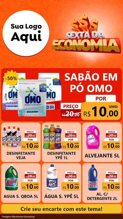 Modelo de Rede Social para Stories com o tema Sexta da Economia para Produtos de Limpeza