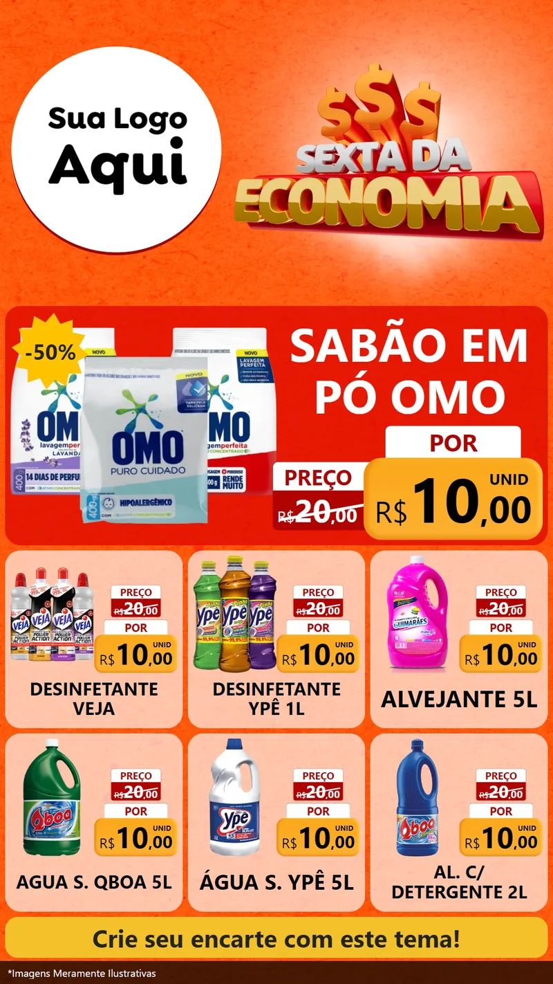 Modelo de Rede Social para Stories com o tema Sexta da Economia para Produtos de Limpeza