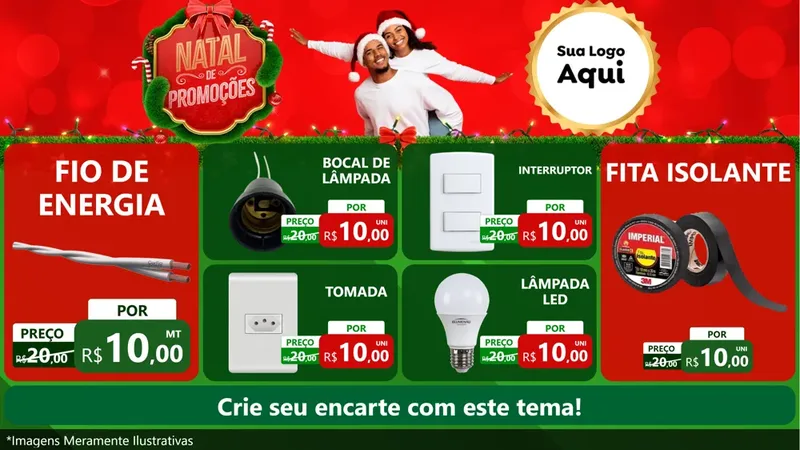 Modelo de TV para TV Horizontal com o tema Natal de Promoções para Materiais Elétricos
