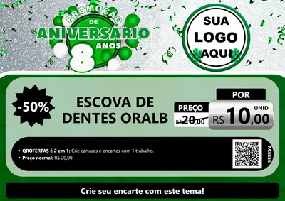 Modelo de Cartaz para Cartaz A4 Horizontal com o tema Promoção de Aniversário - 8 Anos para Higiene Pessoal