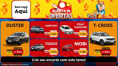 Modelo de TV para TV Horizontal com o tema Alerta de Ofertas para Concessionaria de Carros