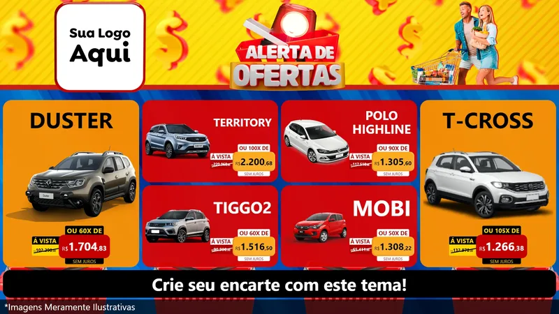 Modelo de TV para TV Horizontal com o tema Alerta de Ofertas para Concessionaria de Carros