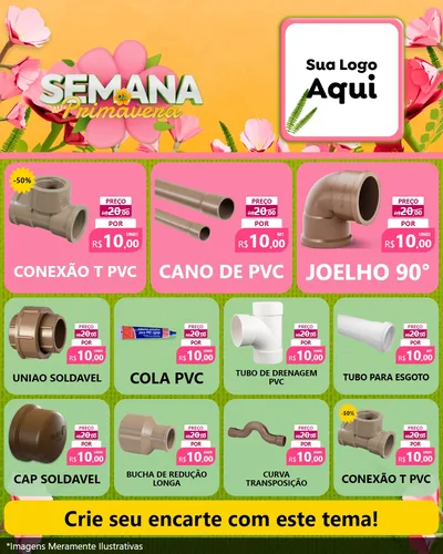 Modelo de Rede Social para Feed Instagram com o tema Semana da Primavera para Tubos e conexões
