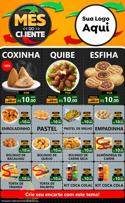 Modelo de Encarte para Encarte Grande com o tema Mês do Cliente para Salgadaria