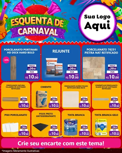 Modelo de Rede Social para Feed Instagram com o tema Esquenta de Carnaval para Pisos e revestimentos