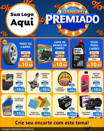 Modelo de Rede Social para Feed Instagram com o tema Janeiro Premiado para Auto peças