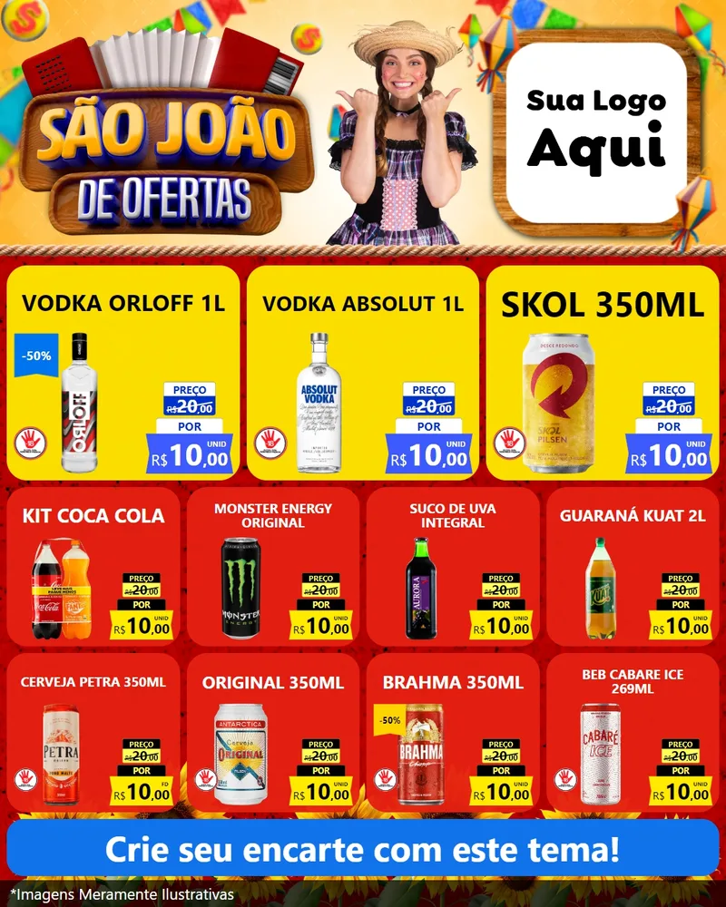 Modelo de Rede Social para Feed Instagram com o tema São João de Ofertas para Distribuidora de bebidas