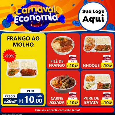 Modelo de Rede Social para Feed Facebook com o tema Carnaval da Economia para Restaurante