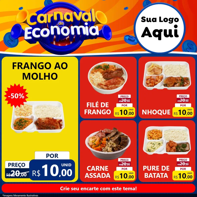 Modelo de Rede Social para Feed Facebook com o tema Carnaval da Economia para Restaurante