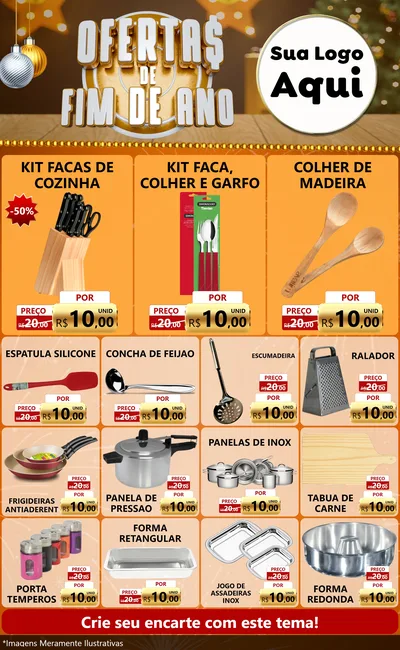 Modelo de Encarte para Encarte Grande com o tema Ofertas de Fim de Ano para Utilidades Domésticas