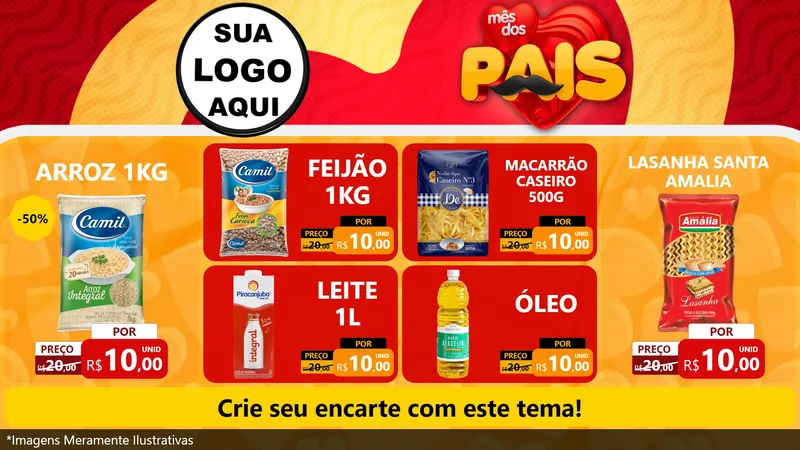 Modelo de TV para TV Horizontal com o tema Mês Dos Pais para Supermercado