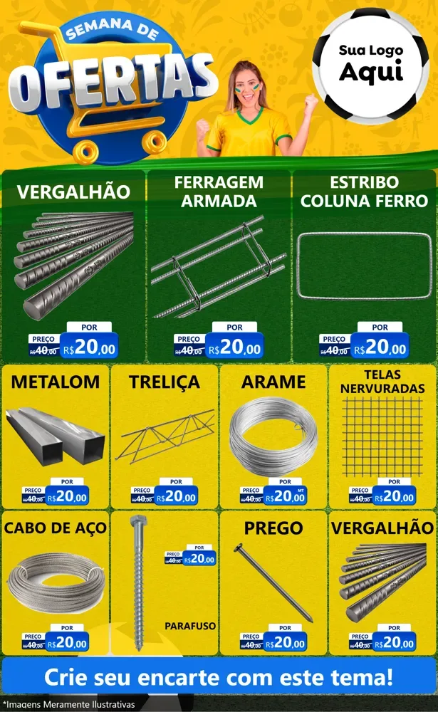 Modelo de Encarte para Encarte Grande com o tema Semana de Ofertas - Copa para Ferragens
