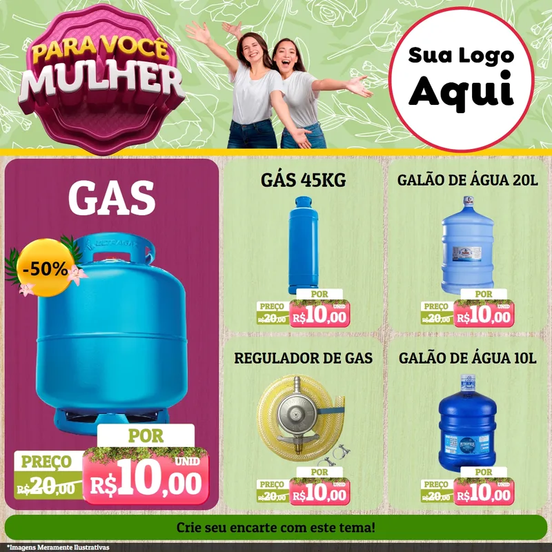 Modelo de Rede Social para Feed Facebook com o tema Para Você Mulher para Água e gás