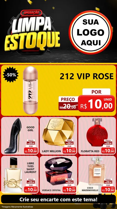 Modelo de Rede Social para Stories com o tema Operação Limpa Estoque para Perfumes