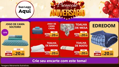 Modelo de TV para TV Horizontal com o tema Promoção de Aniversário para Cama, Mesa e Banho