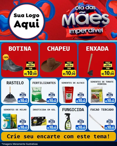 Modelo de Rede Social para Feed Instagram com o tema Dia Das Mães Imperdível para Agropecuária